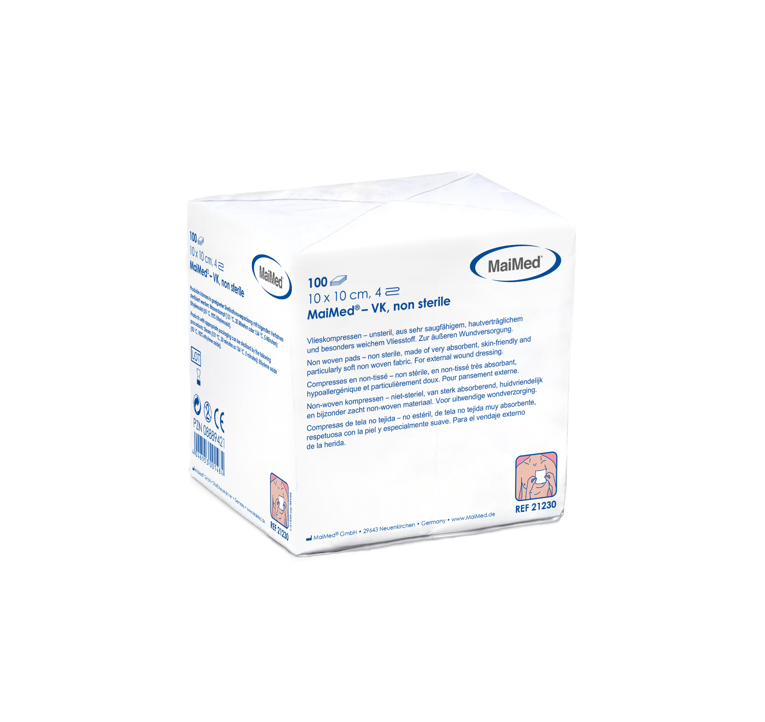 Vlieskompresse, 4-lagig, 10x10 cm zur Stomareinigung